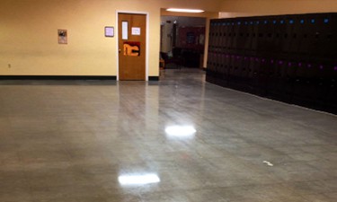 protective concrete polishing applied to building interior