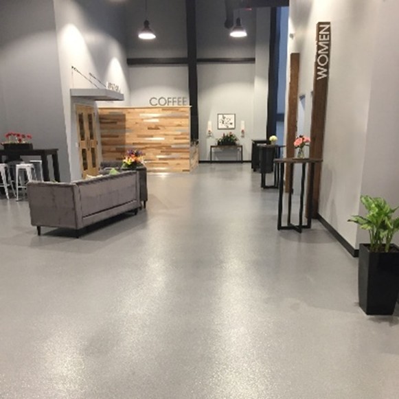 protective epoxy flooring in a hotel lobby